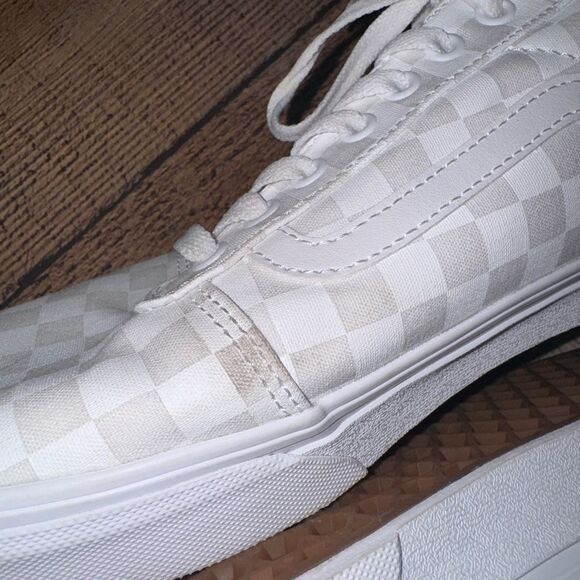 Vans Checkered Checkerboard Lace Up Sneakers White on White Mens 11.5 - Picture 5 of 11